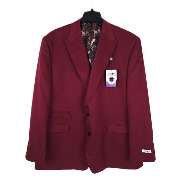 Tayion Collection Men's Classic-Fit Stretch Suit Jacket Dark Red Solid 52R NWT - Picture 1 of 7